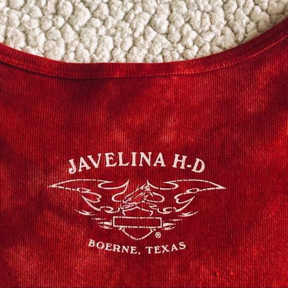 Harley Davidson Red 3/4 Sleeves w/Tie Dyed Pattern - Picture 4 of 6